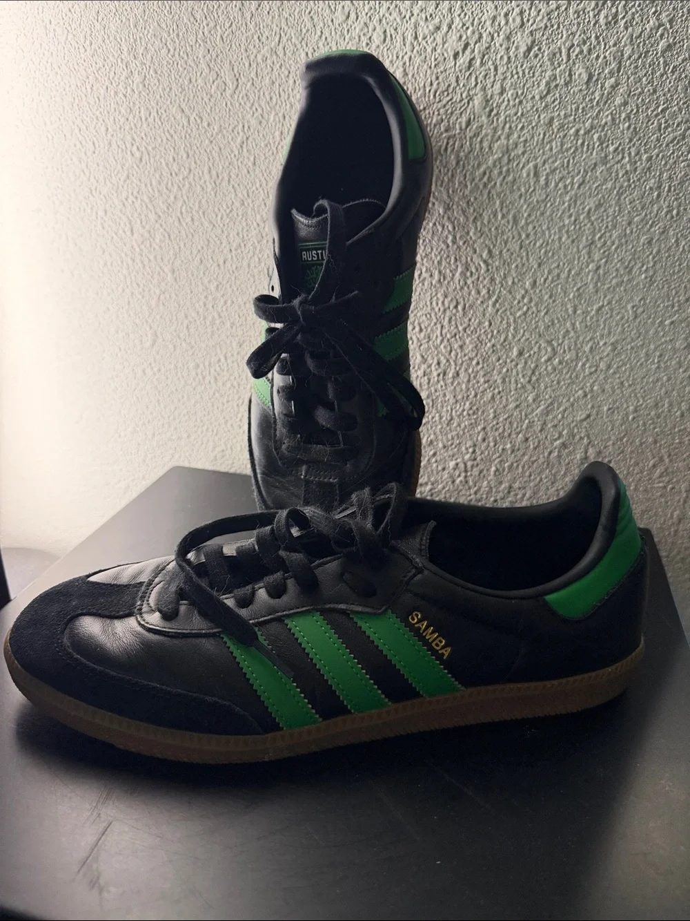 Austin FC - collectors adidas Black & Green Samba Leather Sneakers